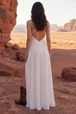 Vestido de novia bohemio largo con volantes y línea A en marfil