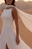 Vestido de novia largo bohemio con tirantes finos en marfil A Line