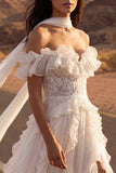Vestido de novia Maxi Beach de la línea A Floral con volantes
