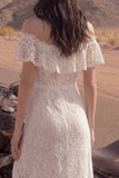 Vestido de novia bohemio largo de marfil floral con funda
