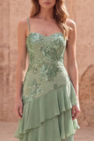 Vestido largo de baile de graduación con lentejuelas de sirena verde salvia