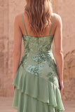 Vestido largo de baile de graduación con lentejuelas de sirena verde salvia