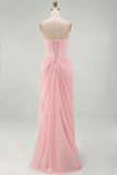 Vestido de fiesta rosa pálido sin mangas corte recto
