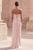 Vestido de fiesta rosa pálido sin mangas corte recto