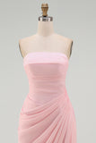Vestido de fiesta rosa pálido sin mangas corte recto