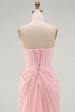 Vestido de fiesta rosa pálido sin mangas corte recto