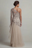 Vestido de la madre de la novia con volantes de un hombro con volantes