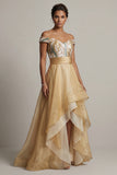 Vestido de la madre de la novia A Línea Champán de Lentejuelas