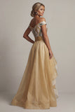 Vestido de la madre de la novia A Línea Champán de Lentejuelas
