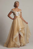 Vestido de la madre de la novia A Línea Champán de Lentejuelas