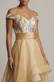 Vestido de la madre de la novia A Línea Champán de Lentejuelas