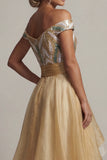 Vestido de la madre de la novia A Línea Champán de Lentejuelas