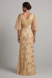Vestido de Madre de la Novia de Champán de Lentejuelas de Sirena