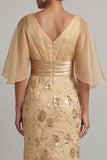 Vestido de Madre de la Novia de Champán de Lentejuelas de Sirena