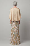 Vestido de sirena de Champán de Lentejuelas con mangas grandes