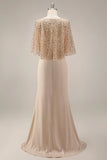 Vestido de Madre de la Novia con Champán Champán Largo de Lentejuelas Sirenas
