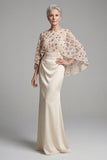 Vestido largo de madre de la novia con cuentas de marfil sirena