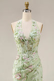 Corsé transparente Sage Sage Dusty Swear Largo Vestido de Baile Largo bordado con abertura