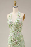 Corsé transparente Sage Sage Dusty Swear Largo Vestido de Baile Largo bordado con abertura