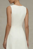 Vestido de compromiso blanco sin mangas de línea A