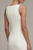 Vestido de compromiso blanco Midi con escote bateau