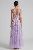 Vestido midi floral midi con escote en V con plique lila y escote en V