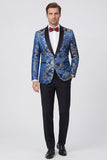 Trajes de baile Jacquard de hombre negros de dos piezas con solapa chal de un botón