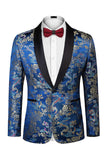 Trajes de baile Jacquard de hombre negros de dos piezas con solapa chal de un botón