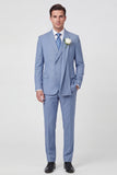 Traje de boda de dos piezas de solapa de solapa azul claro