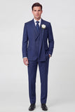 Traje de boda de dos piezas de solapa de solapa azul claro