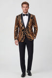 Blazer de hombre con solapa dorada y un botón y lentejuelas