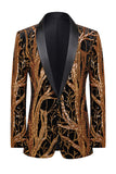 Blazer de hombre con solapa dorada y un botón y lentejuelas