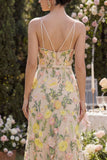 Vestido largo bordado con tul de sirena y champán