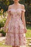 Vestido midi floral con alas fucsia rosa fucsia en línea A