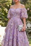 Vestido midi floral de tul con abalorios de tul azul aplicado y con abalorios