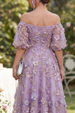 Vestido midi floral de tul con abalorios de tul azul aplicado y con abalorios