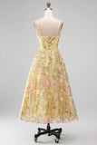Corsé amarillo claro con tirantes finos floral A Line