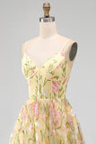 Corsé amarillo claro con tirantes finos floral A Line