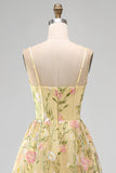 Corsé amarillo claro con tirantes finos floral A Line