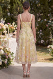 Vestido Midi de tirantes gruesos Floral amarillo claro A Line