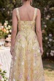 Vestido Midi de tirantes gruesos Floral amarillo claro A Line