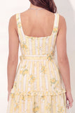 Vestido de graduación mini A Line Mini Fine Yellow Floral Neck con cinturón