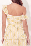 Mini vestido de graduación Mini A-Line Amarillo Floral con volantes