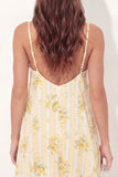Mini vestido de graduación floral de tirantes finos amarillo A-Line
