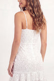 Vestido de graduación mini graduación de encaje bodycon tirantes finos
