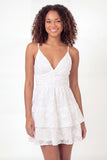 Mini vestido de graduación floral blanco de tirantes finos
