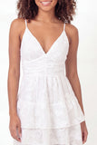 Mini vestido de graduación floral blanco de tirantes finos