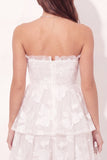 Mini vestido de graduación blanco blanco de línea A floral fruncido y descubierto