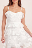 Mini vestido de graduación blanco floral en A-Line con volantes