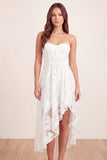 Corsé floral blanco A-Line Sweetheart Vestido de graduación Midi asimétrico